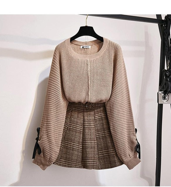 ICHOIX women 2 piece set knitted tops and skirt set Korean style stude oneseatove ICHOIX women 2 piece set knitted tops and skirt set Korean style stude oneseatove