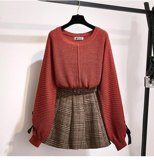 knitted dress sets korea style Japanese Korean Style Soft Girl Beige Oversized Knit Sweater Dress The Kawaii Factory