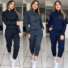 Load image into Gallery viewer, WHOHOLL 2019 Solid Color Women Tracksuit Set Autumn Winter Long Sleeve 2 Piece Set Gym Female Warm Clothes