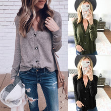 Load image into Gallery viewer, Casual Fashion Knitted Cardigans Sweater Women Solid Basic Autumn Winter Long Sleeve Buttons V Neck Sweater Regular Tops