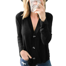 Load image into Gallery viewer, Casual Fashion Knitted Cardigans Sweater Women Solid Basic Autumn Winter Long Sleeve Buttons V Neck Sweater Regular Tops