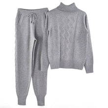 Load image into Gallery viewer, MVGIRLRU soft winter wool knitted Suits dense warm sweater suits turtleneck pullover tops loose pant 2 piece set female knitwear